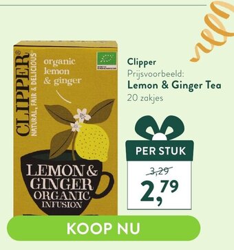 Holland & Barrett Clipper Lemon & Ginger Tea 20 Zakjes aanbieding