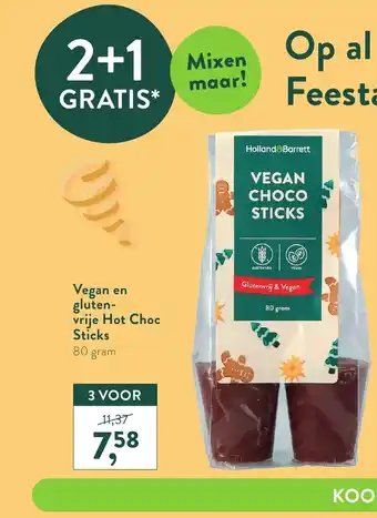 Holland & Barrett Vegan en Gluten- Vrije Hot Choc Sticks 80gram 2+1 Gratis aanbieding