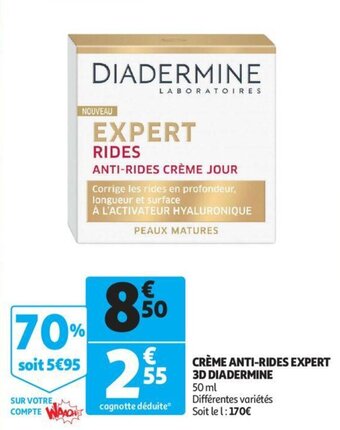 Auchan Creme Anti-Rides Expert 3D Diadermine aanbieding