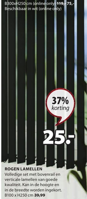 Jysk Rogen Lamellen B100 x H250cm aanbieding
