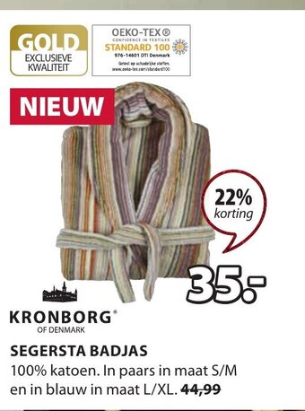 Jysk Kronborg Segersta Badjas aanbieding