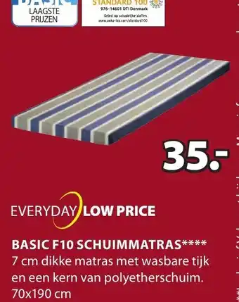 Jysk Basic F10 Schuimmatras 70 x 190cm aanbieding