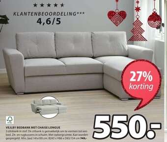 Jysk Vejlby Bedbank Met Chaise Longue aanbieding