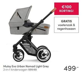Mutsy evo urban nomad light grey 2-in-1 kinderwagen