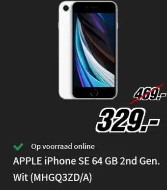 MediaMarkt Apple iPhone SE 64GB 2nd Gen Wit MHGQ3ZD/A aanbieding