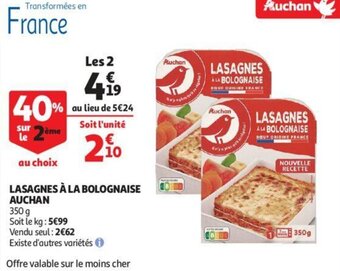 Lasagnes A La Bolognaise Auchan