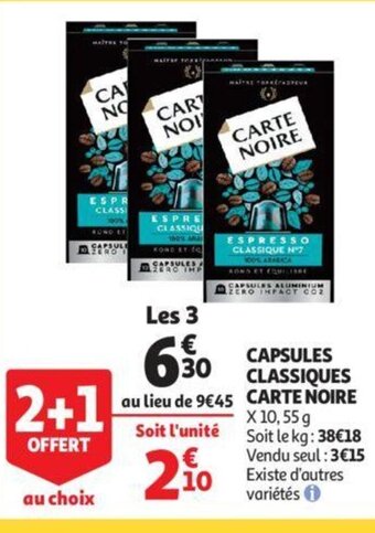 Auchan capsules Classiques Carte Noire aanbieding