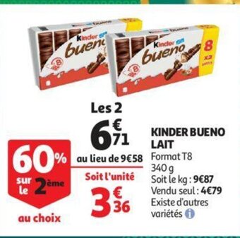 Auchan Kinder Bueno Lait aanbieding