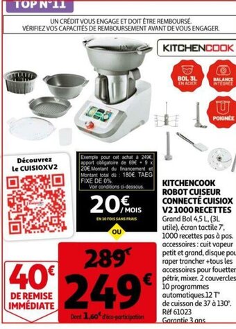 Auchan Kitchencook Robot Cuiseur Connecte Cuisiox v2 1000 Recettes aanbieding