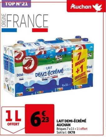 Auchan Lait Demi-ecreme Auchan aanbieding