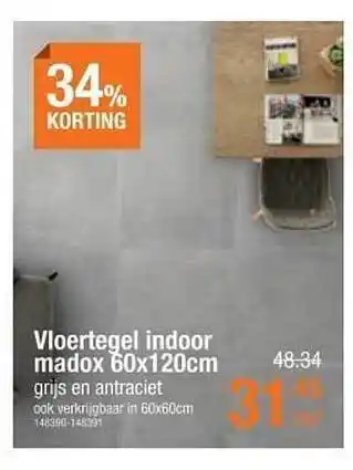 Cevo Vloertegel indoor madox 60 x 120 cm aanbieding