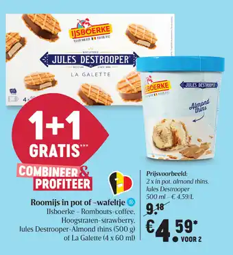 Delhaize Roomijs in pot of -wafeltje aanbieding