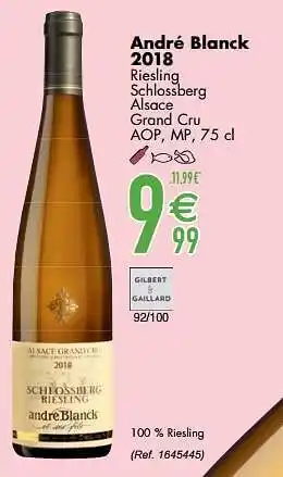 Cora André blanck 2018 riesling schlossberg alsace grand cru aop mp aanbieding