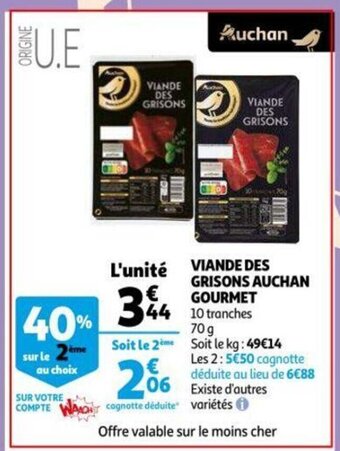Auchan Viande Des Grisons Auchan Gourmet aanbieding