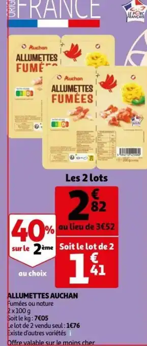 Auchan Allumettes Auchan 2 x 100g aanbieding