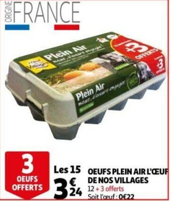 Auchan Oeufs Plein Air L'Oeuf De Nos Villages aanbieding