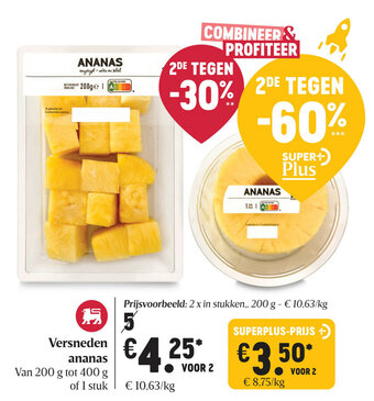 Delhaize Versneden ananas aanbieding