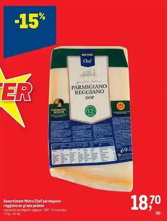 Assortiment metro chef parmigiano reggiano en grana padano