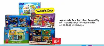 Boekenvoordeel Legpuzzels paw patrol en peppa pig aanbieding