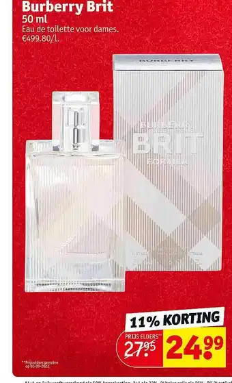 Kruidvat Burberry brit eau de toilette voor dames aanbieding