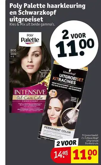 Kruidvat Poly palette haarkleuring en schwarzkopf uitgroeiset aanbieding