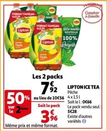 Auchan Lipton Ice Tea Peche 4 x 1.5L aanbieding