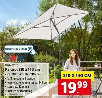 Lidl Parasol 210x140 cm aanbieding