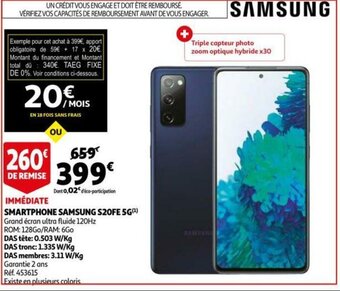 Auchan Samsung S20FE 5G Smartphone aanbieding