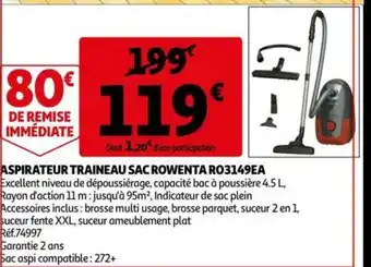 Auchan Rowenta Aspirateur Traineau Sac RO3149EA aanbieding