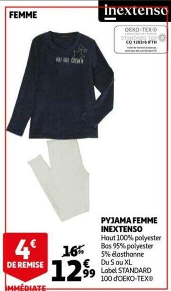 Auchan Inextenso Pyjama Femme aanbieding