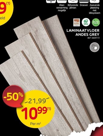 Brico Laminaatvloer Andes Grey aanbieding