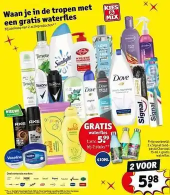 Kruidvat Signal tandpasta charcoal + gratis waterfles aanbieding