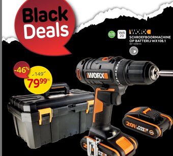 Brico Worx Schroefboormachine op Batterij WX108.1 aanbieding