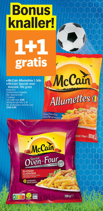 Albert Heijn McCain Allumettes 1 kilo, McCain Special oven klassiek 700 gram aanbieding