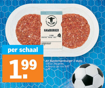 Albert Heijn AH Runderhamburger 2 stuks aanbieding