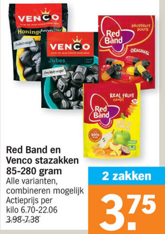 Albert Heijn Red Band en Venco stazakken 85-280 gram aanbieding