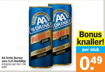 Albert Heijn AA Drink Burner zero 0.25 literblikje aanbieding