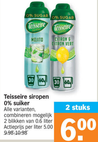 Albert Heijn Teisseire siropen 0% suiker aanbieding