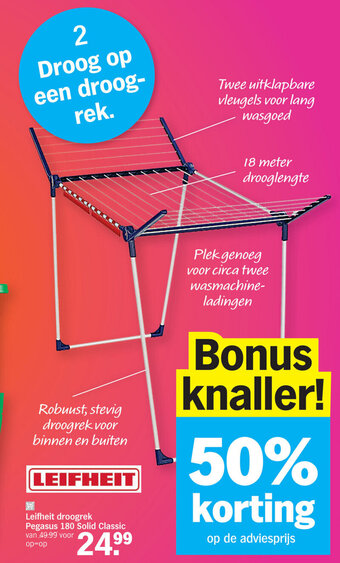Albert Heijn Leifheit droogrek Pegasus 180 Solid Classic aanbieding