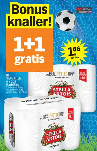 Albert Heijn Stella Artois 6x0.25 literblikjes aanbieding