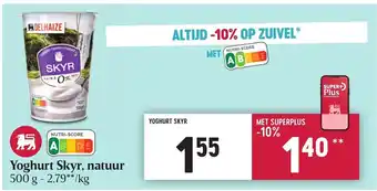 Delhaize Yoghurt Skyr, natuur 500g aanbieding