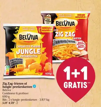 Delhaize Belviva Zig Zag-frieten of Jungle-pretkroketten 600g aanbieding