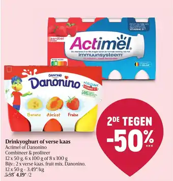 Actimel of Danonino Drinkyoghurt of verse kaas 12 x 50g, 6 x 100g of 8 x 100g