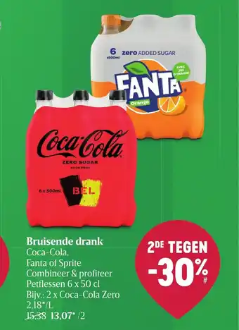 Delhaize Bruisende drank Coca-Cola, Fanta of Sprite Petflessen 6 x 50 cl aanbieding