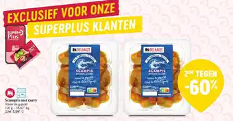 Delhaize Scampi's met curry Rauw en gepeld 150g aanbieding