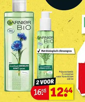 Kruidvat Garnier bio 2 x micellair water korenbloem aanbieding