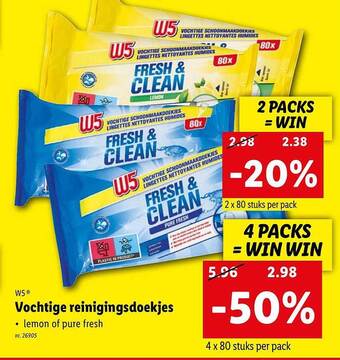 Lidl W5 vochtige reinigingsdoekjes aanbieding