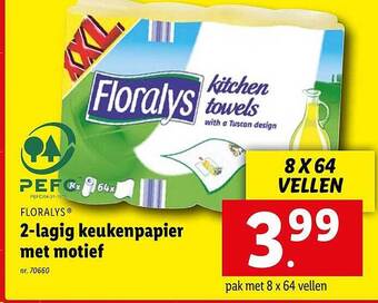 Lidl Floralys 2lagig keukenpapier met motief aanbieding