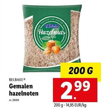 Belbake gemalen hazelnoten