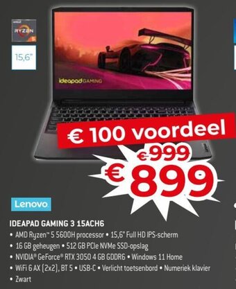 Exellent Lenovo IdeaPad gaming 3 15ACH6 aanbieding